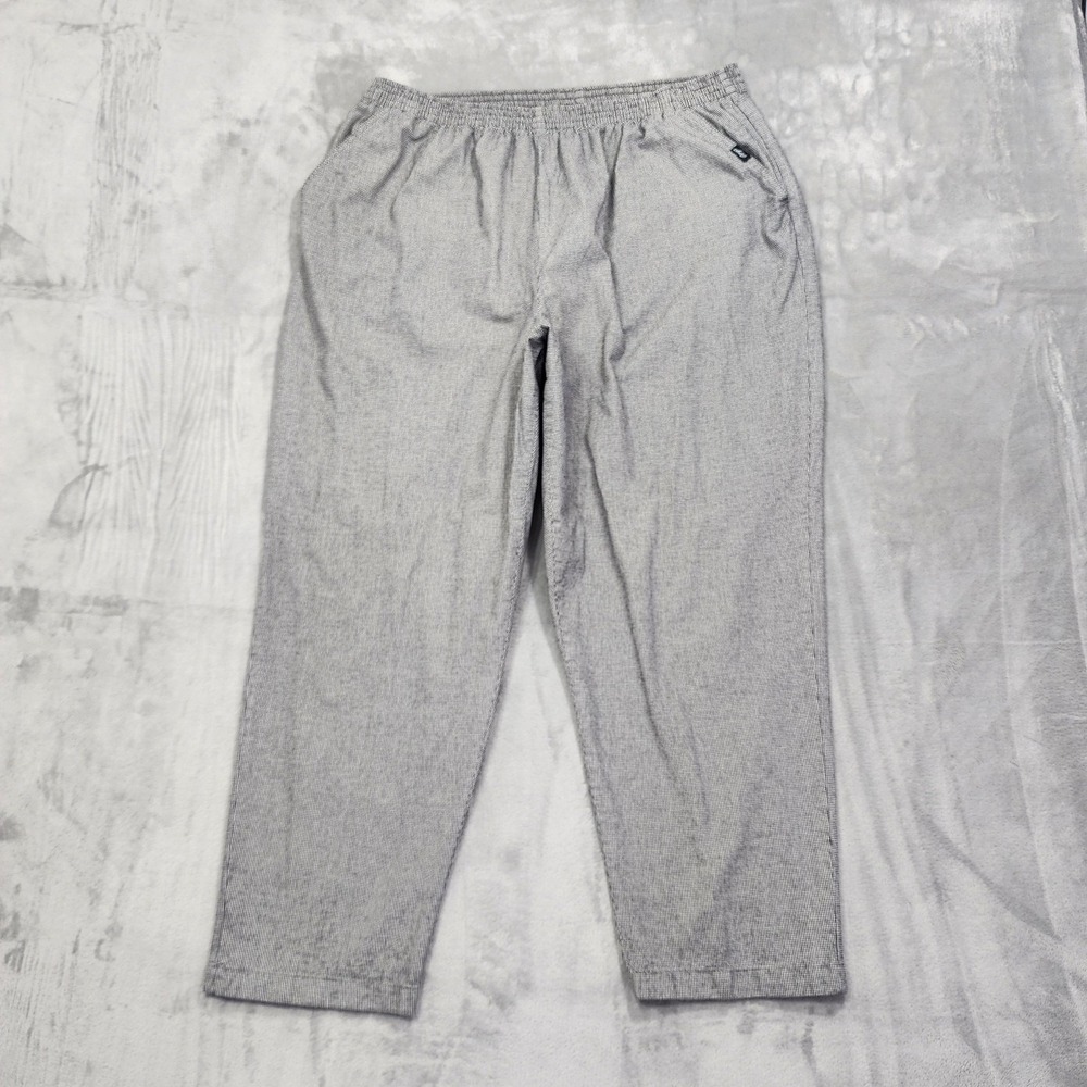 Vintage CHIC Pants Womens‎ 26W Gray Check Tapered Chino Pull On Cotton Casual